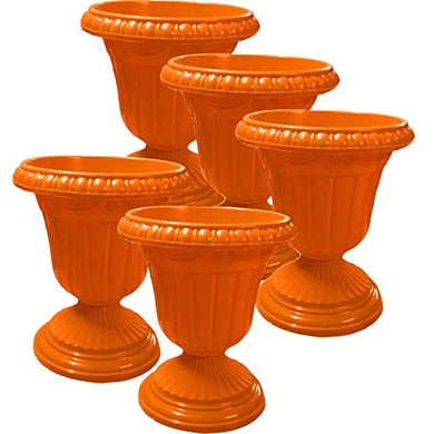 Evergreeness India Plastic Pot Garden Patio Planter (Pack of 5, Orange, Size 12