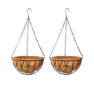 Evergreeness India Inch Coir/Coco Liner Hanging Metallic Basket/Planter with Metal Chain, Eco-Friendly, 100% Pure Natural Coco Fiber, Brown (8 Inch, Set of 2)