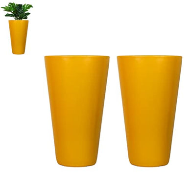 Evergreeness India Quality Albino Fiber,frp,rotto Mould Planter for Balcony|Indoor|Outdoor Fiber Reinforced 20 inches Plastic Pots(Yellow)(Pack of 2)