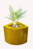 Evergreeness India Indoor Decorative Corner Texture Planter (Metallic Gold)