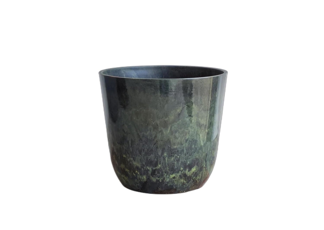 Evergreeness India Fiber Pot (D-13.5, H-12.3) Outdoor,Indoor Decor,Plants Pots for Your Home,Unbreakable,Durable, Kitchen Planters GA-76C-103 (Green Marble D-13.5)