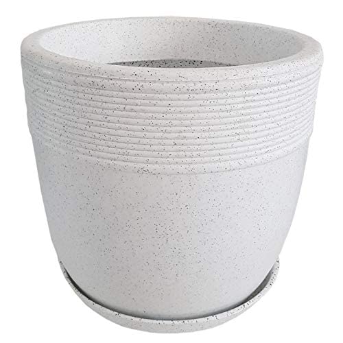 Evergreeness India Modren Home Decora Fancey Fiber Planter Stone White 10'', Pack of 1