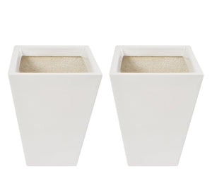 Evergreeness India & Utility Products Fibreglass FRP Big Size Planter Tall Gamla for Living Room Indoor Outdoor Balcony and Gardening, Size:- H:15 Inch, W:12 Inch, L:12 Inch, White Pack of: 2 Planter