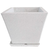 Evergreeness India DECORA Greece Fibe Planter || Roto Moulding Flower Pot with Bottom Tray Suitable for Home and Garden (Stone White)(12 Inches)