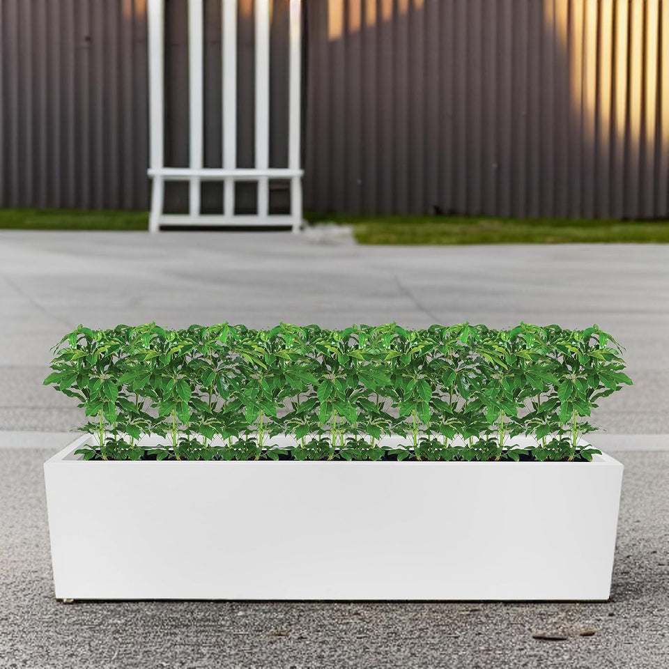 Evergreeness India 16" Fiberglass Trough Planter 47" L x 16" W x 16" H - Rectangular Pots for Trees, Large Plant Container, Big Flower Pot for Home Garden & Terrace Decoration - White