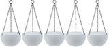 Evergreeness India Hanging Planter Flower Plant Pots for Balcony|Hanging Plant Pots for Home, Garden Decor|8 Inch Hanging Basket Planters for Balcony with Metal Chain|Pack of 5|White