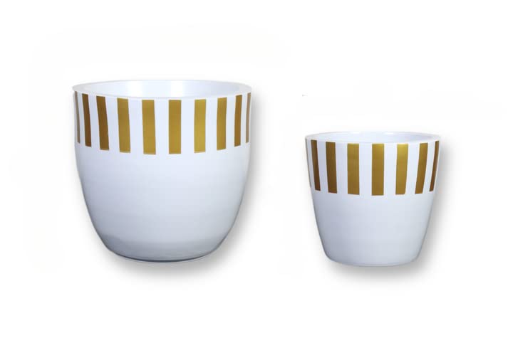 Evergreeness India Gold Strip Fiber Planter Set | FRP Planter for Indoor & Outdoor (Both)