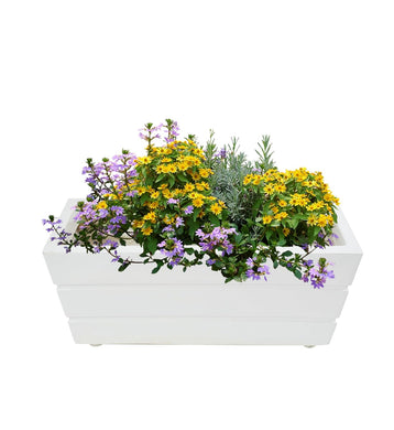 Evergreeness India & Utility Products Fibreglass FRP Big Size Planter Gamla Planter for Living Room Indoor Outdoor Balcony and Gardening, Size:- Height:10 Inch, Width:10 Inch, Length:24 Inch, White