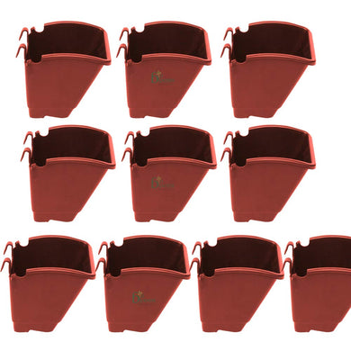 Evergreeness India Agro India Pvt.Ltd. M2 Model Vertical Wall Hanging Garden Pots| 10 Pots | Brown Color | Outdoor Use & Indoor Use