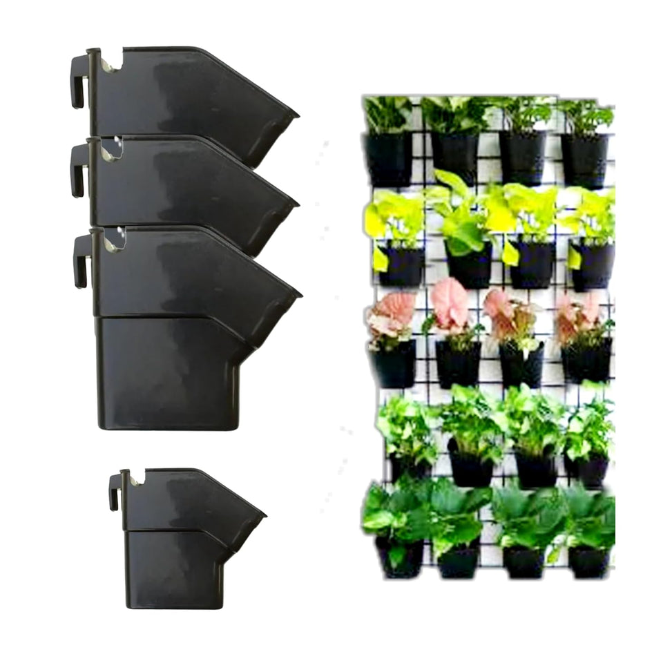 Evergreeness India (Pack of 3) Vertical Wall Garden Pots | Garden Hanging Pots for Indoor and Outdoor Decor | Black, 3 Set