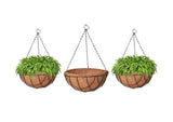 Evergreeness India 8" Coir Hanging Basket/Coco Gardening Liner with Hanging Pots and Metal Hanging Chain/Hanging Planters- Set of 3 (Brown)