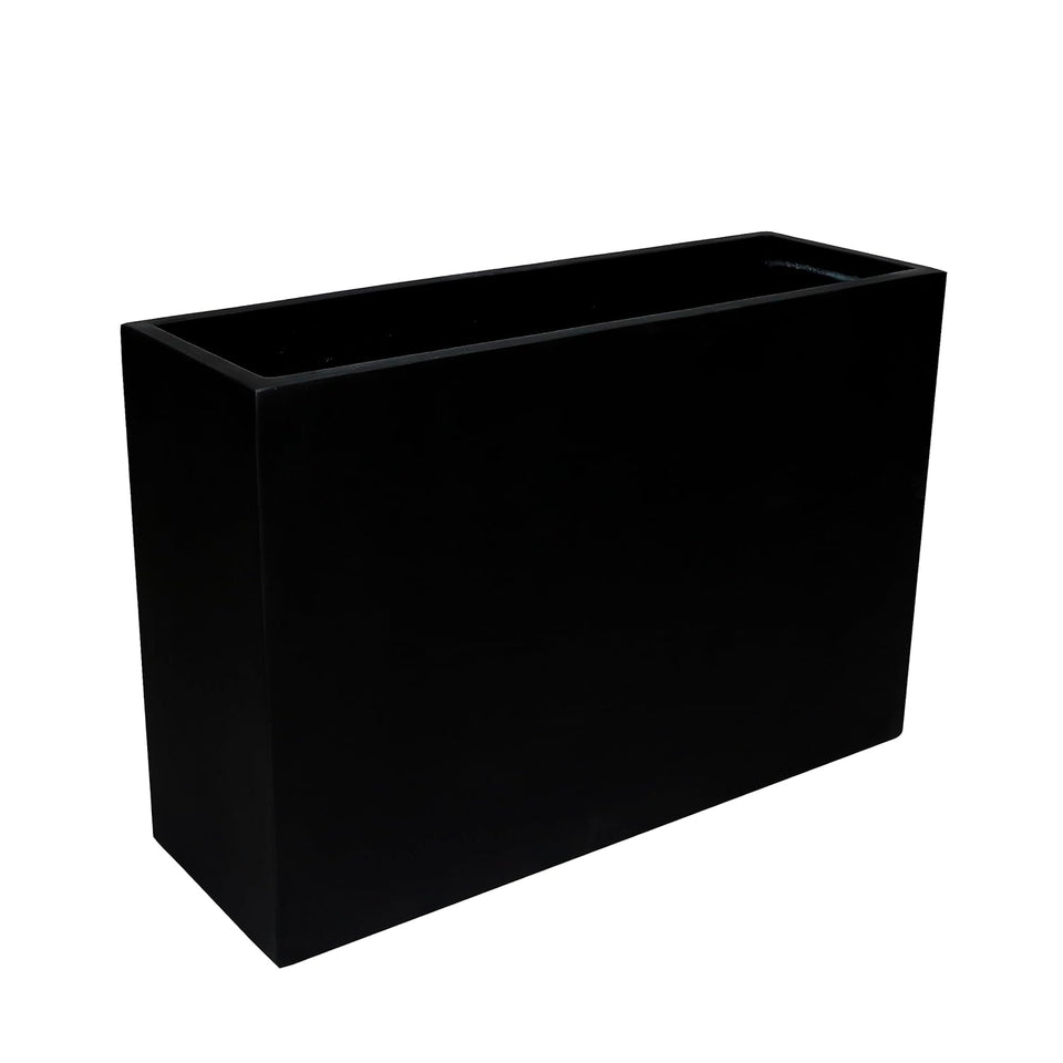 Evergreeness India 24" Rectangle Fiberglass Trough Planter 47 L x 12 W x 24 H - Flower Pot Container for Home Garden, Patio, Lawn & Terrace Outdoor FRP Planters - Black