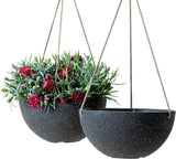 Evergreeness India (Pack of 1 Hanging Fiber Planters (D-25CM, H-12CM) Outdoor,Indoor Decor,Planters for Your Home,Unbreakable,Durable, Kitchen Planters GA-45C-038 (Terrazzo Black)