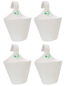 Evergreeness India Hook Plastic Flower Pot Vertical Planter Pack of 4 White