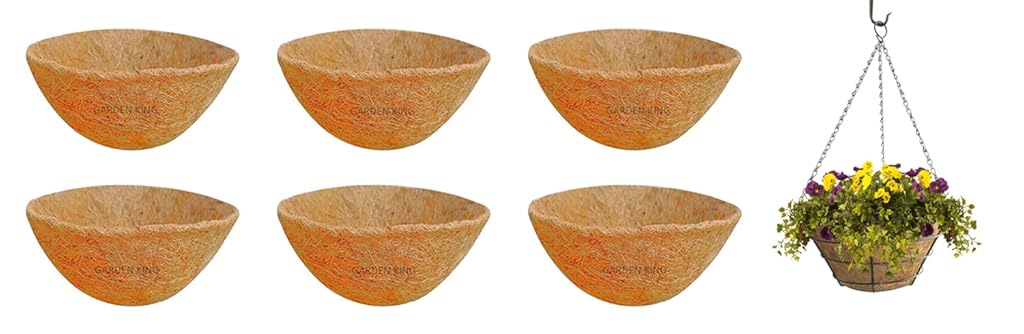 Evergreeness India Coir Liner for 10 Inch Flat Hanging Baskets, 100% Natural Coconut Coco Fiber Planter Basket Liners (Set of 6 PCS)