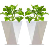 Evergreeness India Diamond Shape Planter for Outdoor Indoor and Living Room Gardening Big Size Plant Container Pack of 2 White 14 Inches