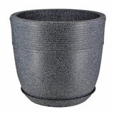 Evergreeness India DECORA Cool Fiber Marble Look Roto Moulding Flower Pot with Bottom Tray Suitable for Home and Garden (Stone Grey) (12 INCHES)