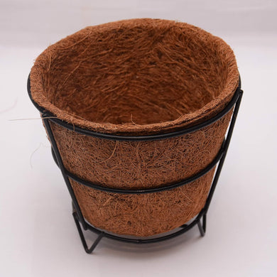 Evergreeness India Coconut Fiber and Metal Orchid Pot with Frame and Legs, Brown, 1 Piece