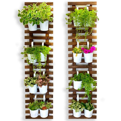 Evergreeness India Planter - 2 Pack, Wooden Hanging Large Planters for Indoor Outdoor Plants, Live Vertical Garden, Plant Wall Mount Flower Pot Holder Hanger Stand Green Herb Wall Decor 47.2