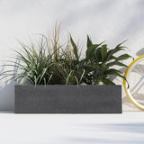 Evergreeness India 16" Fiberglass Trough Planter 32" L x 16" W x 16" H - Rectangular Pots for Trees, Large Plant Container, Big Flower Pot for Home Garden & Terrace Decoration - Poly Grey