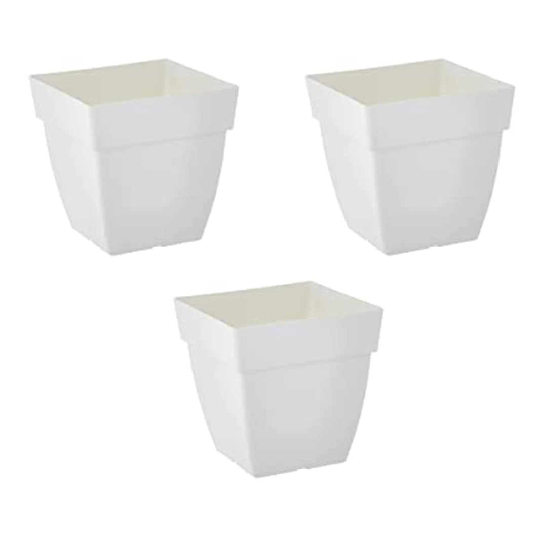 Evergreeness India by 10CLUB Plastic Flower Pots - 3 Pcs (10 Inch, White) | Plant Pots for Home Gardens | Planters for Nursery | Durable Pots for Lawns | Planters for Balcony and Terrace