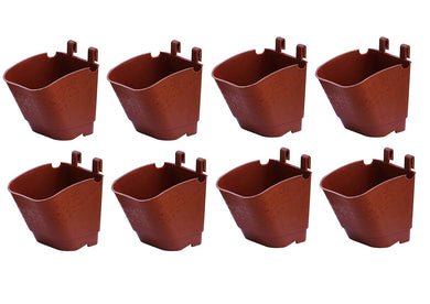 Evergreeness India Garden Wall Hanging Pot (Brown, Pack of 8)