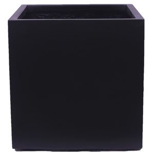 Evergreeness India 16" Square Fiberglass Cube Planter 16" L x 16" W x 16" H - Flower Pot Container for Home Garden, Patio, Lawn & Terrace Outdoor FRP Planters - Jet Black