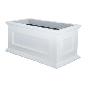 Evergreeness India 16" Fort Fiberglass Planter - FRP Rectangular Pot (34" L x 17" W x 16" H) for Indoor/Outdoor Plants, Trees, and Flowers - Durable with Drainage Hole (White)