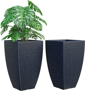 Evergreeness India Agro Large Planters for Outdoor Plants Durable Fiber Flower Pots Set of 2,Tall Planters for Outdoor Plants,18 inch Outdoor Planters for Front Porch Gray Dark Gray Planters