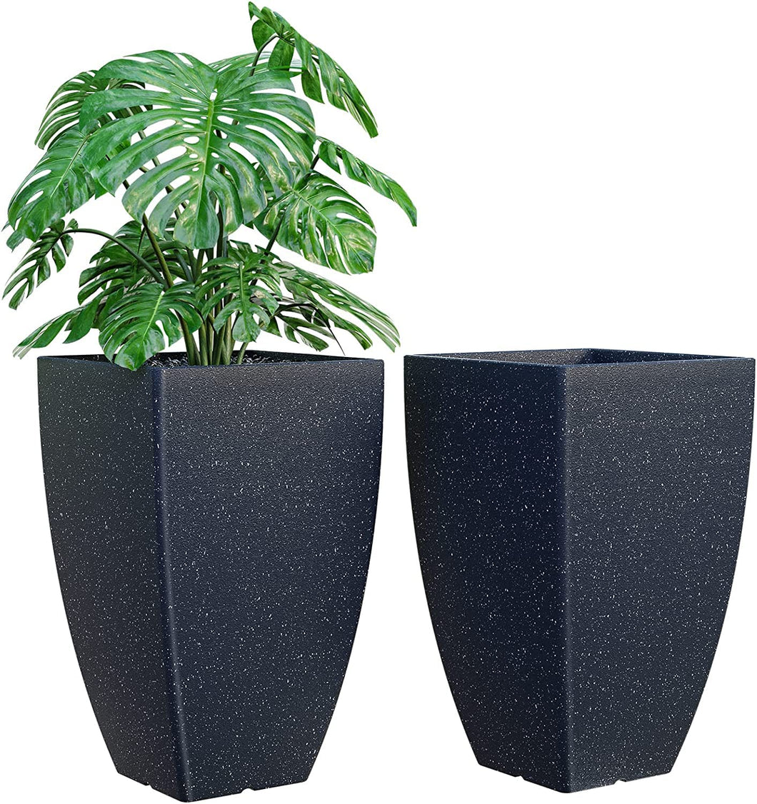 Evergreeness India Agro Large Planters for Outdoor Plants Durable Fiber Flower Pots Set of 2,Tall Planters for Outdoor Plants,18 inch Outdoor Planters for Front Porch Gray Dark Gray Planters