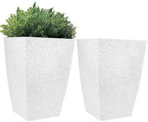 Evergreeness India Agro Large Planters for Outdoor Plants Flower Durable Fiber Pots Set of 2,Tall Planters for Outdoor Plants,18 inch Outdoor Planters for Front Porch White Fiber Planters