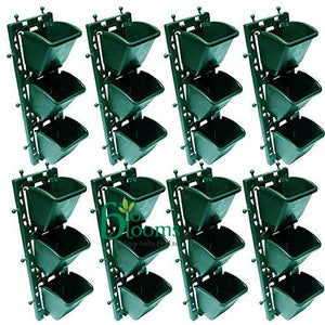 Evergreeness India Agro India Pvt.Ltd.M2 Model Vertical Wall Hanging Garden Pots| 8 Panel &24 Pots | Green Color | Outdoor Use & Indoor Use