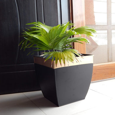 Evergreeness India inches Metal Planters for Living Room | Midland Plant Pots for Indoor Outdoor Balcony, Flower Pots for Home Decoration, Balcony Garden, Office, Black, Pack of 2